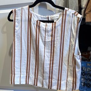 Striped Sleeveless Top Button Up Back